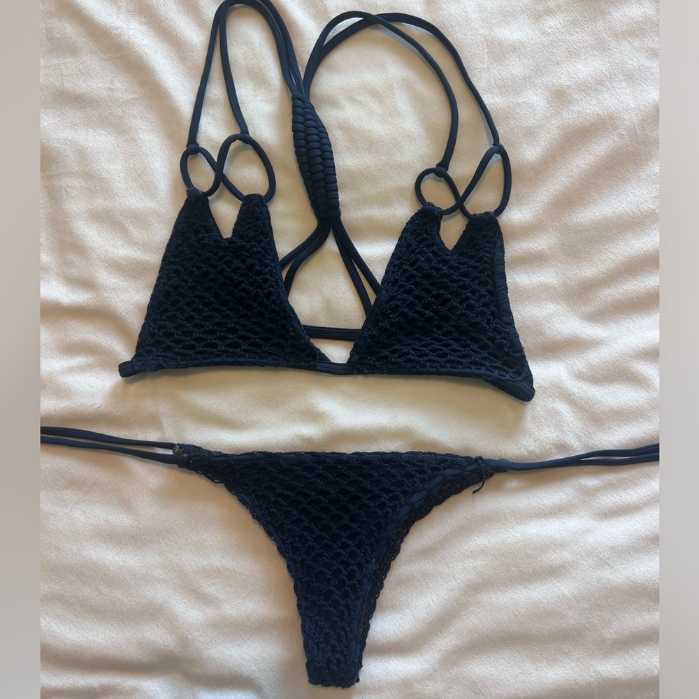 Acacia Swimwear Crochet Set Navy Blue
